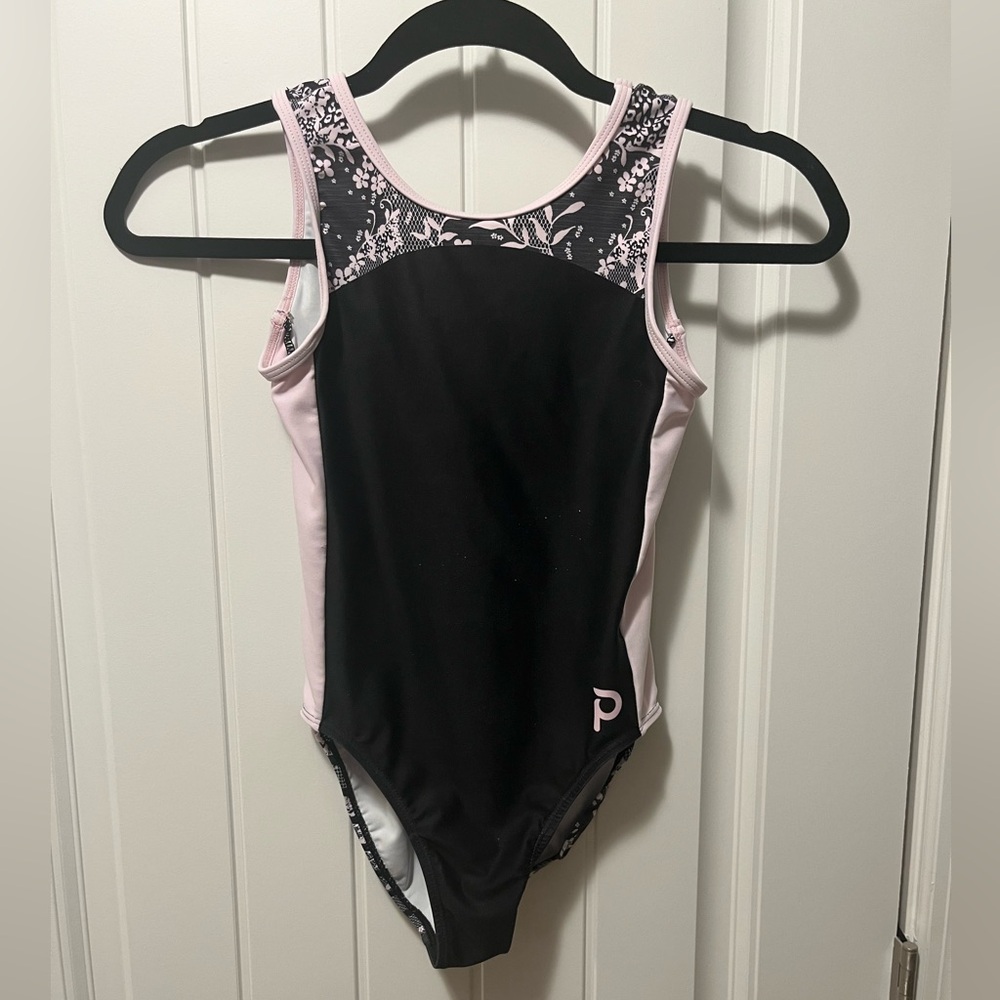 Black and Pink Floral Plum Practice Wear Leotard